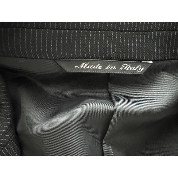 Bernini Beverly Hills Canali Wool Black Striped Suit Jacket Size 56 - Picture 8 of 11
